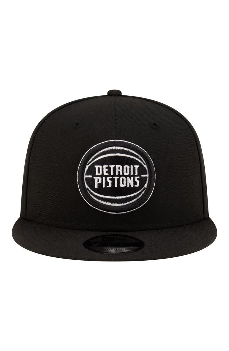 New Era Men's New Era  Black/White Detroit Pistons Team 9FIFTY Snapback Hat, Alternate, color, Black