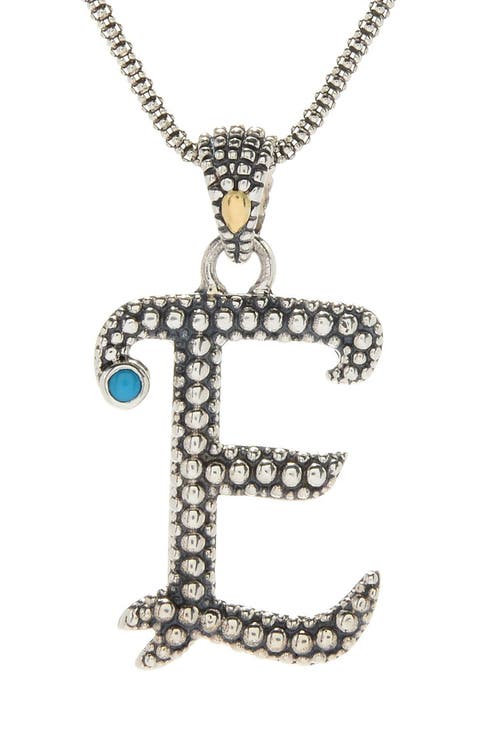 Sterling Silver & 18k Gold Initial Turquoise Pendant