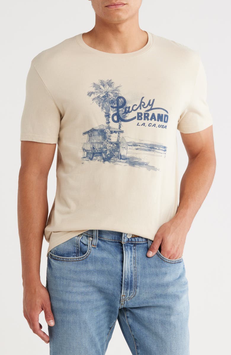Lucky Brand Beach Graphic T-Shirt, Main, color, Peyote