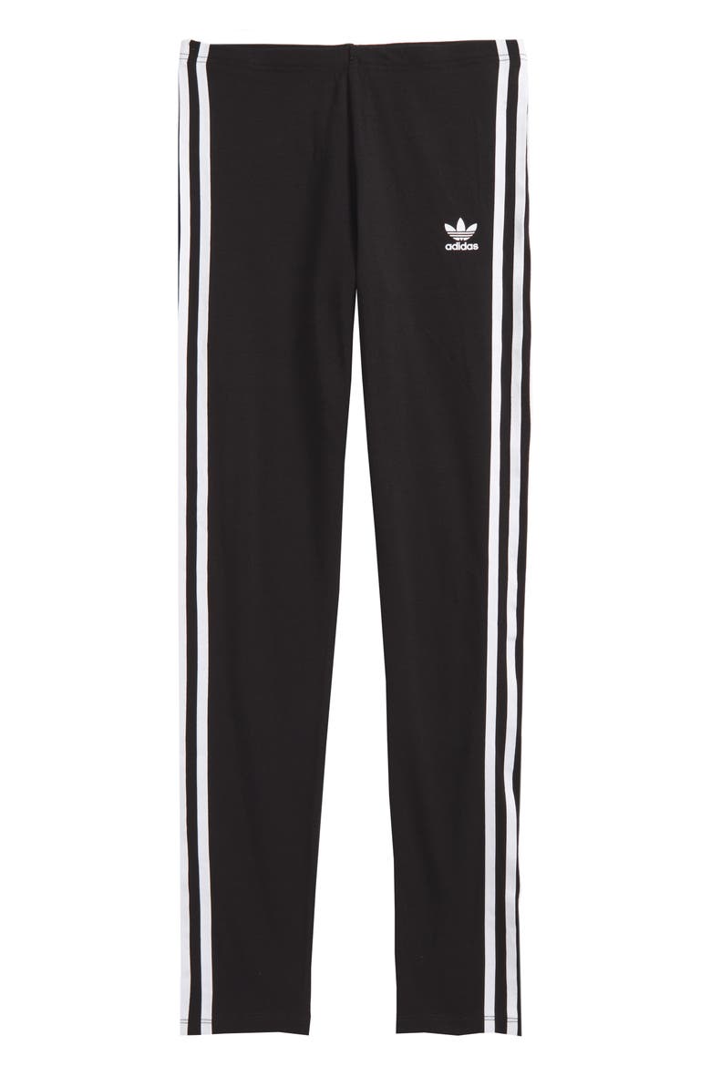adidas 3-Stripes Leggings, Main, color, BLACK/ WHITE