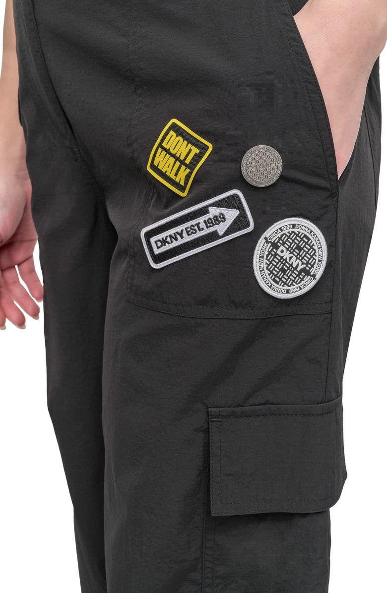 DKNY Pins & Patches Wide Leg Nylon Cargo Pants, Alternate, color, 