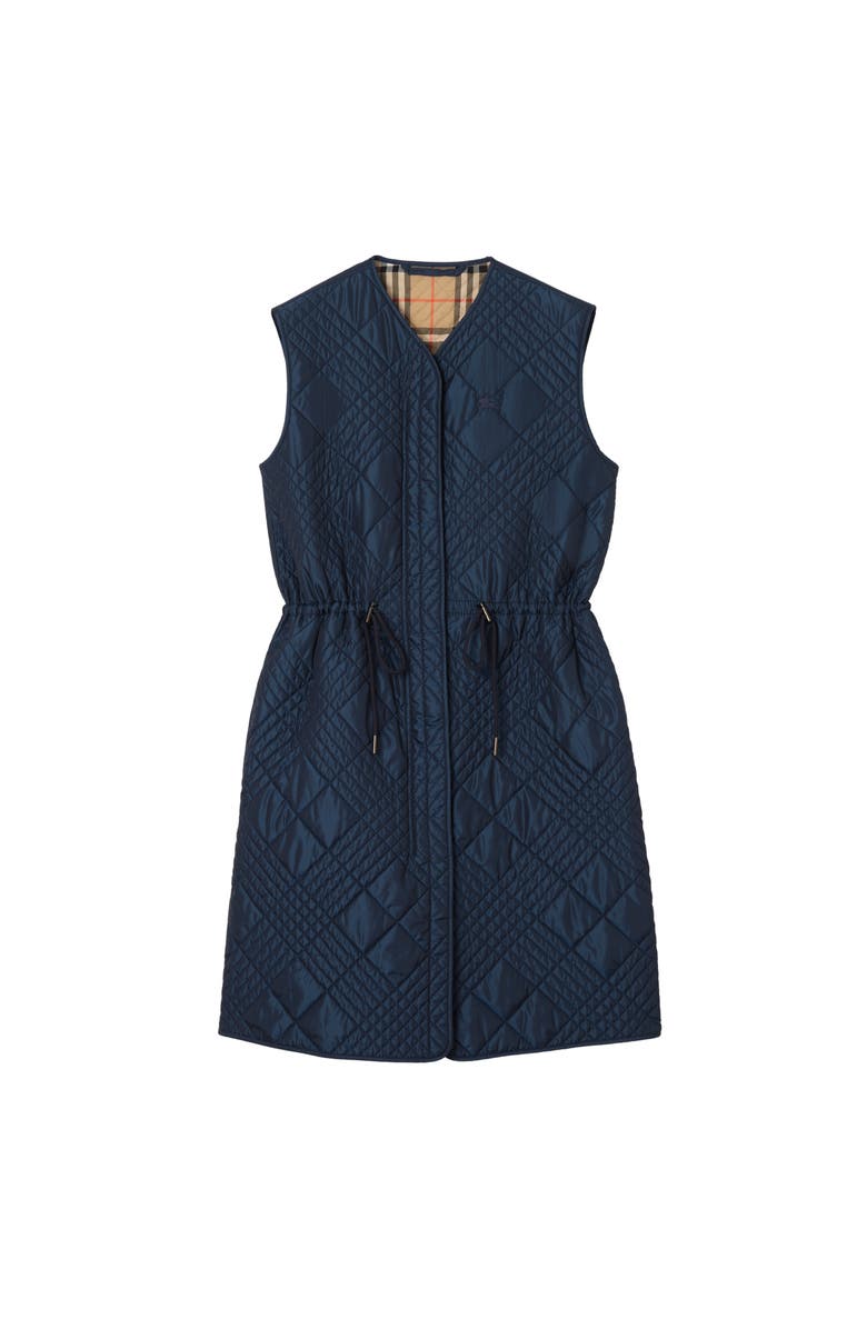 Burberry Micro Check-stitch Nylon Blend Gilet, Main, color, Silhouette Blue