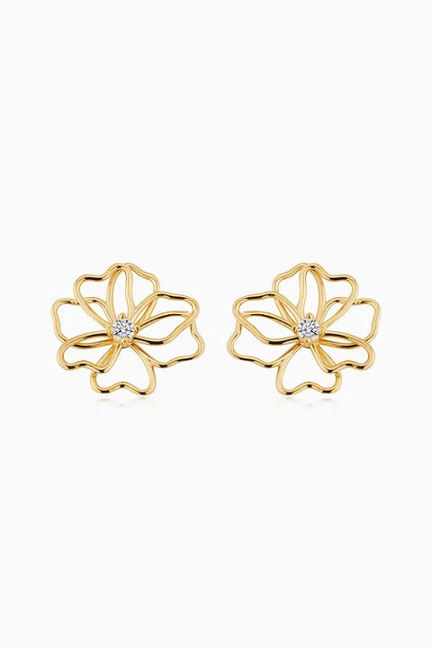 14K Yellow Gold Full Bloom Studs