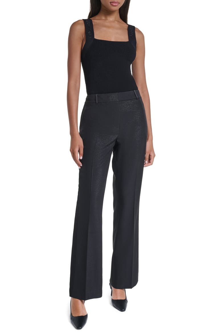 Shiny Twill Trousers, Alternate, color, BLACK