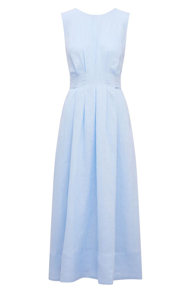 Ever New Rosie Tuck Detail Sleeveless Linen Dress, Alternate, color, Bluebell