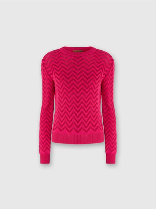 Shop Missoni Tone-on-tone Chevron Crewneck Sweater In Magenta Red