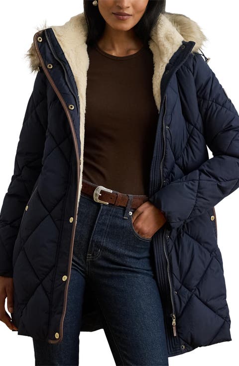 Faux Fur Trim Hooded Puffer Jacket