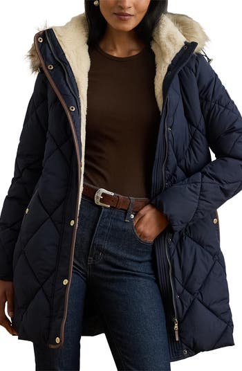 Faux Fur Trim Hooded Puffer Jacket