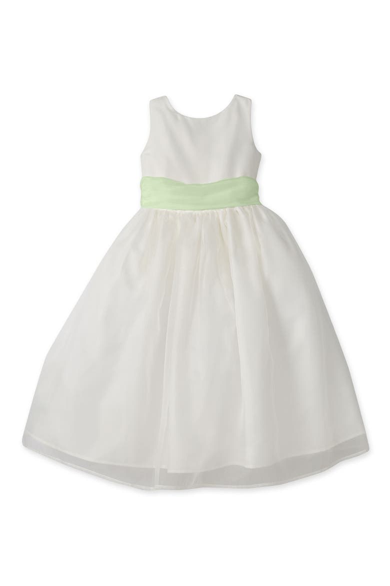 Organza Dress with Sash, Main, color, IVORY/ LETTUCE