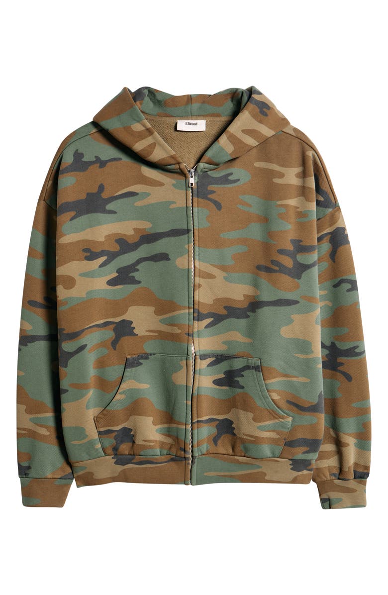 Elwood Camo Cotton Zip Hoodie, Alternate, color, Camo
