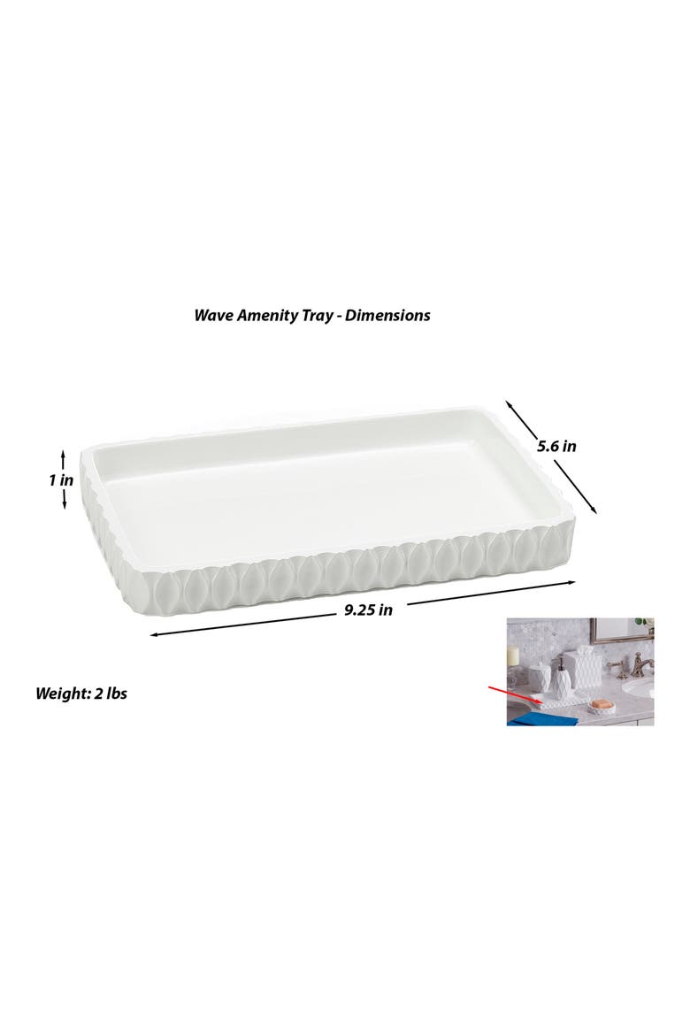 Wave Bathroom Amenity Tray, Alternate, color, WHITE RESIN