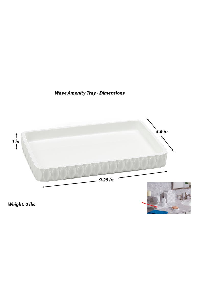 ROSELLI TRADING COMPANY Wave Bathroom Amenity Tray, Alternate, color, White Resin