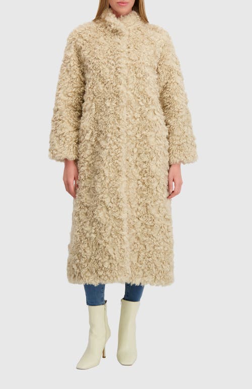 Lyla Grant Fur-free Lamb (faux Fur) Coat In Sand