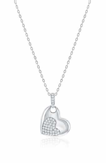 Sterling Silver Cubic Zirconia Heart Pendant Necklace