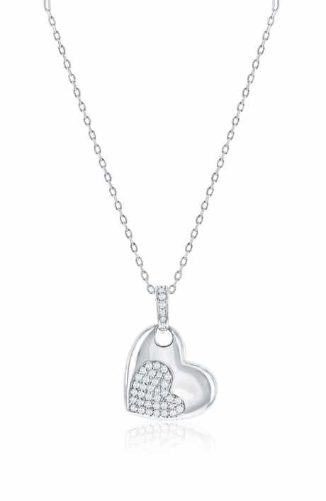 Sterling Silver Cubic Zirconia Heart Pendant Necklace