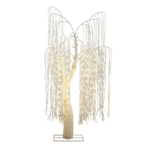 7-ft Pre-Lit Artificial White Willow Christmas Tree with 400 Cool White LED Light