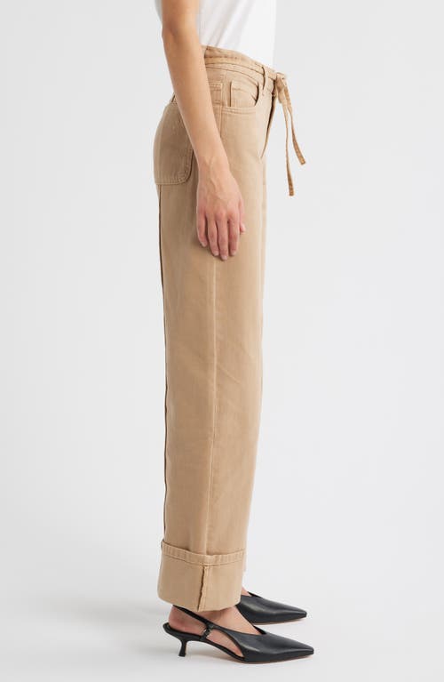 Damson Madder Sylvie Drawstring Cuffed Wide Leg Jeans In Brown