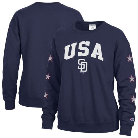 Women's Champion Navy San Diego Padres Americana Fleece Crewneck Sweatshirt