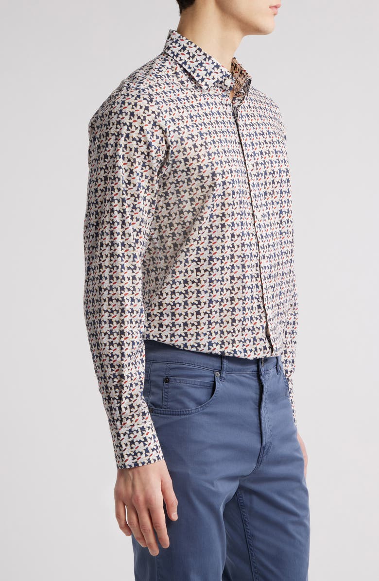 Scott Barber Regular Fit Floral Long Sleeve Cotton Button-Up Shirt, Alternate, color,