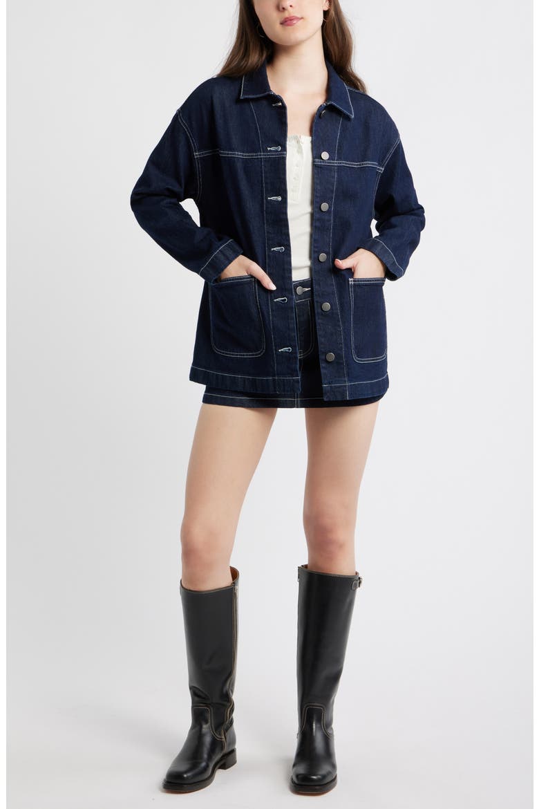 Oversize Denim Jacket, Alternate, color, HIGHLAND WASH