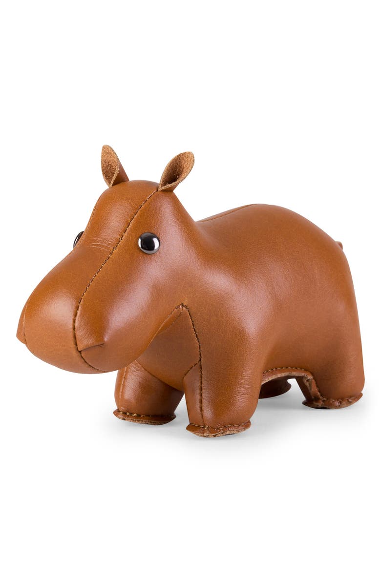 Zuny Hippo Faux Leather Paperweight, Main, color, Tan