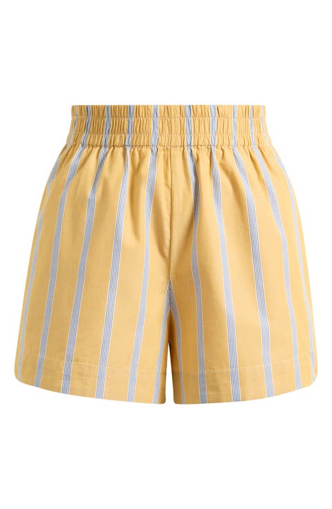 Pull-On Shorts in Washed Cotton Poplin