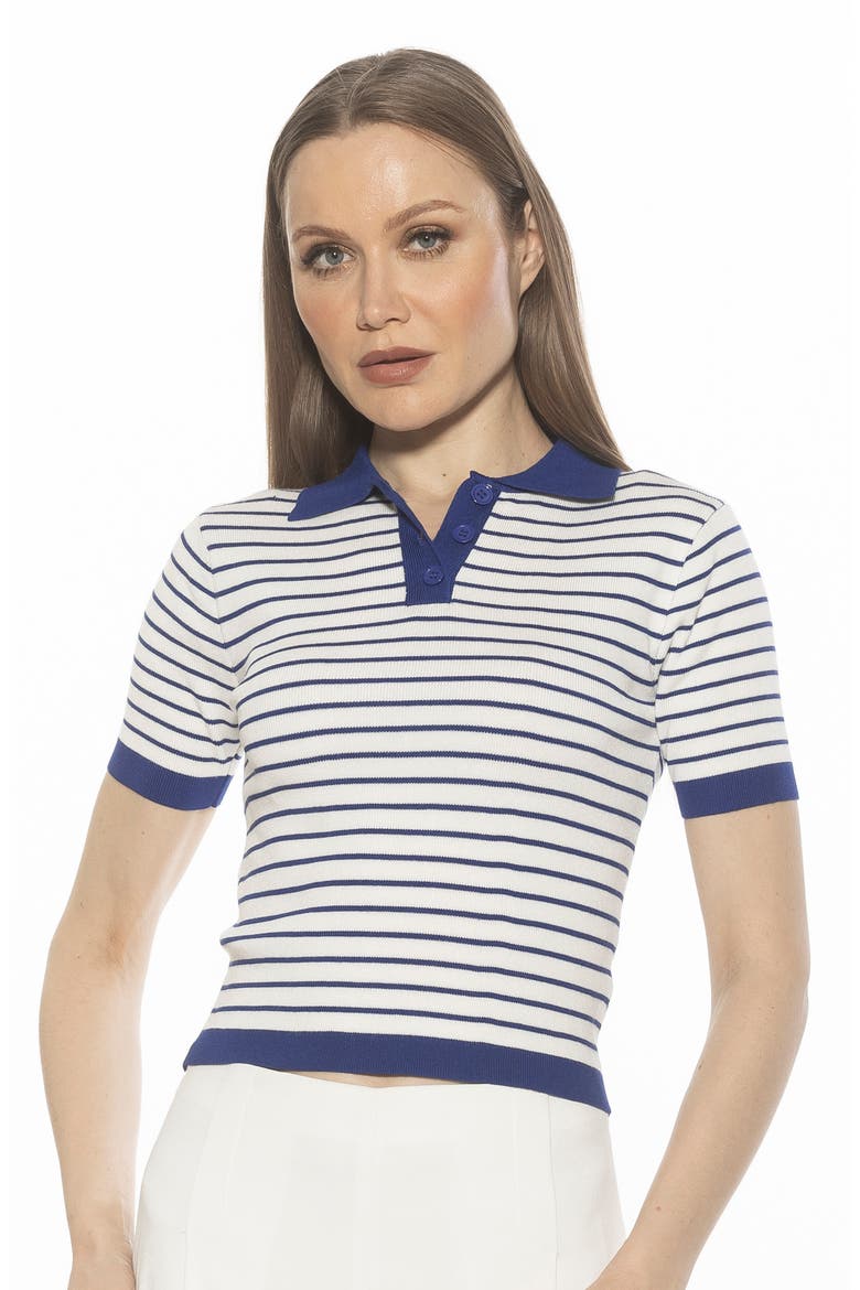 Elani Knit Polo, Alternate, color, IVORY/ NAVY