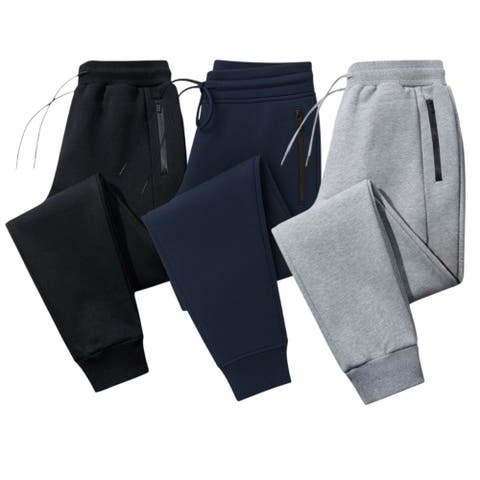 3 Pack Mens Ultra Soft Zipper PocketFleece Joggers (Runs Small)