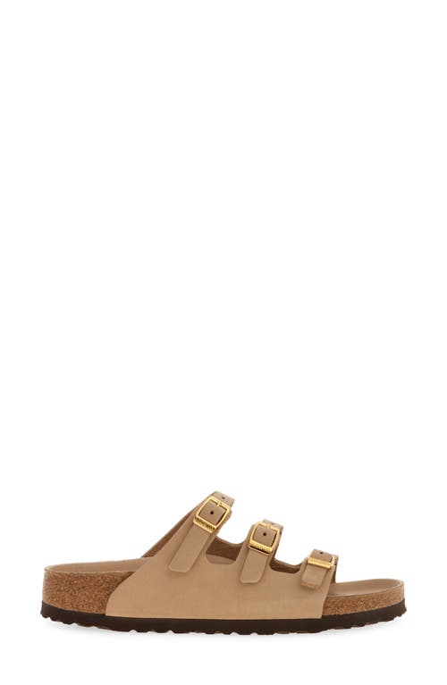 Birkenstock Beige Leather Florida Slippers In Sandcastle