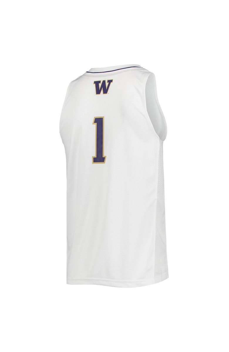 adidas Men's adidas #1 White Washington Huskies Swingman Basketball Jersey, Alternate, color, White