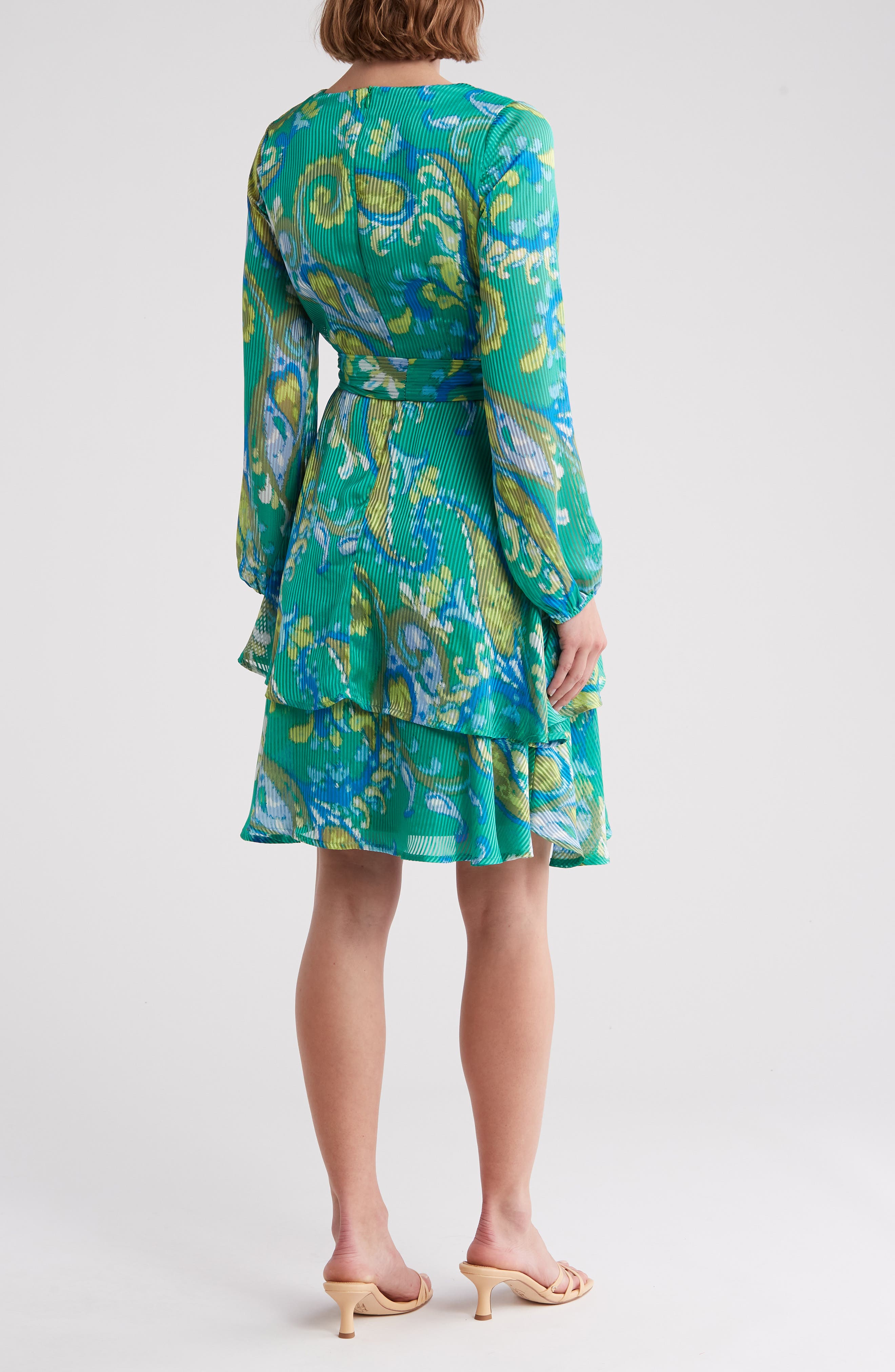 Tahari ASL Printed Long Sleeve Faux Wrap Dress (Women) | Nordstrom