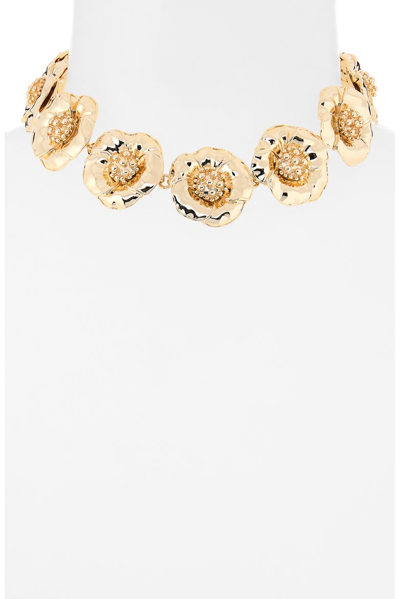 Flower Collar Necklace, Alternate, color, GOLD