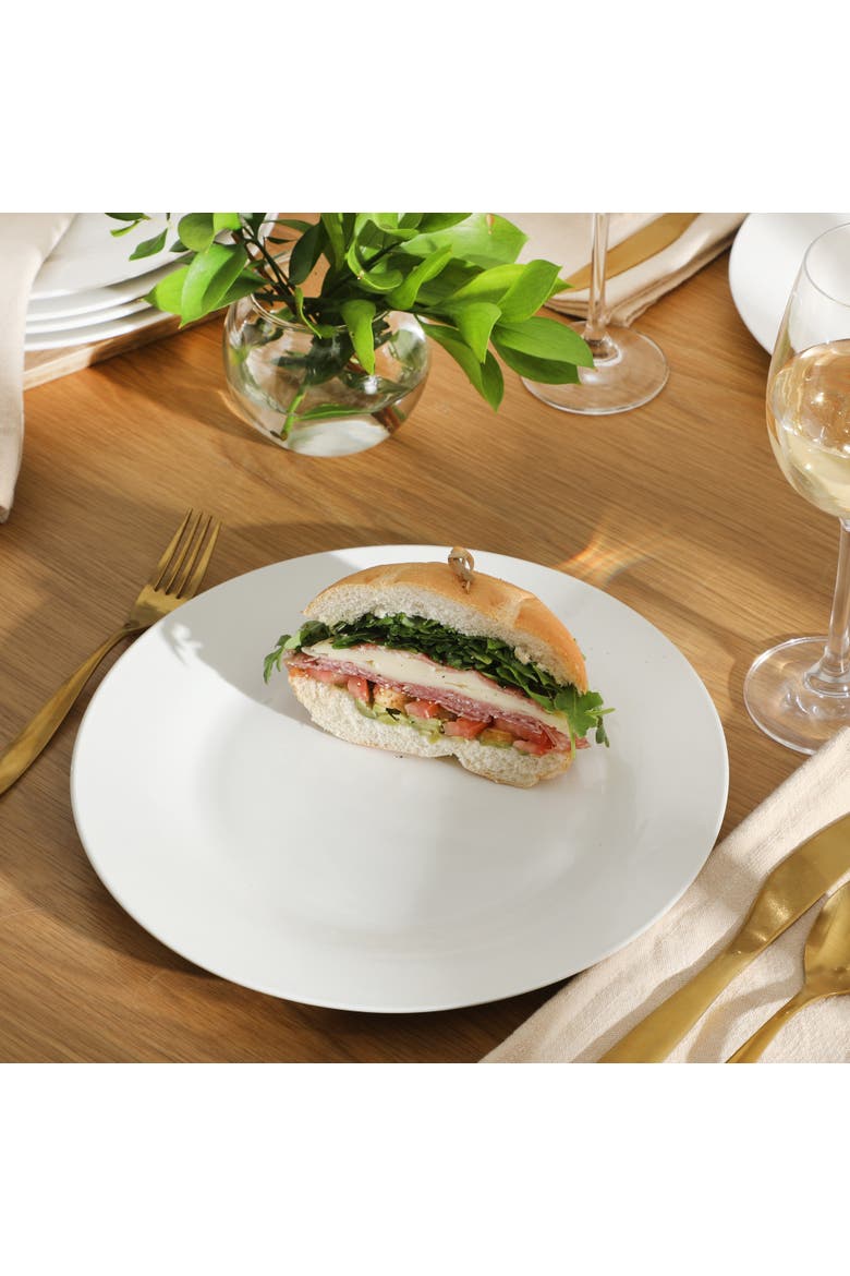 Great Essentials Fine Ceramic Dinner Plate Set, Alternate, color, White