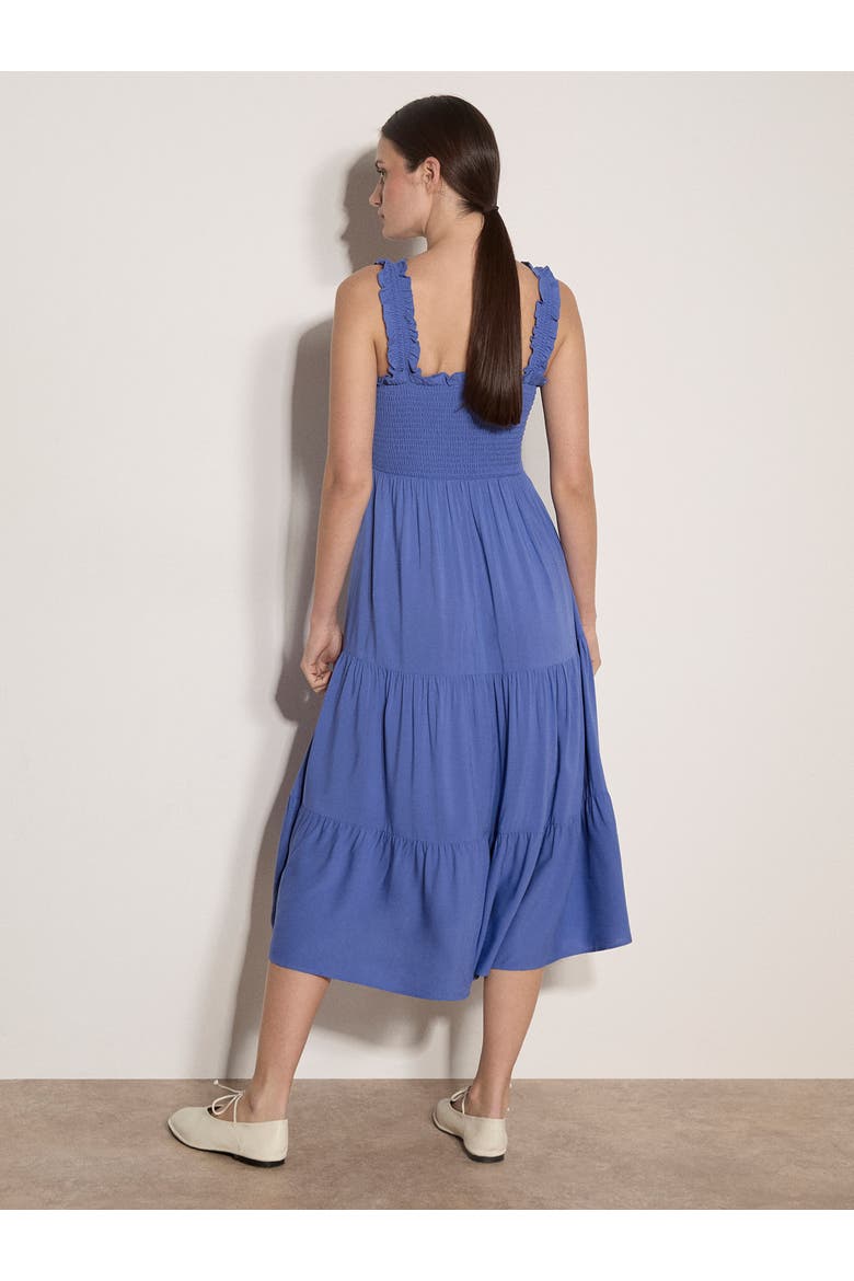Slub Smock Tiered Midi Dress, Alternate, color, Purple