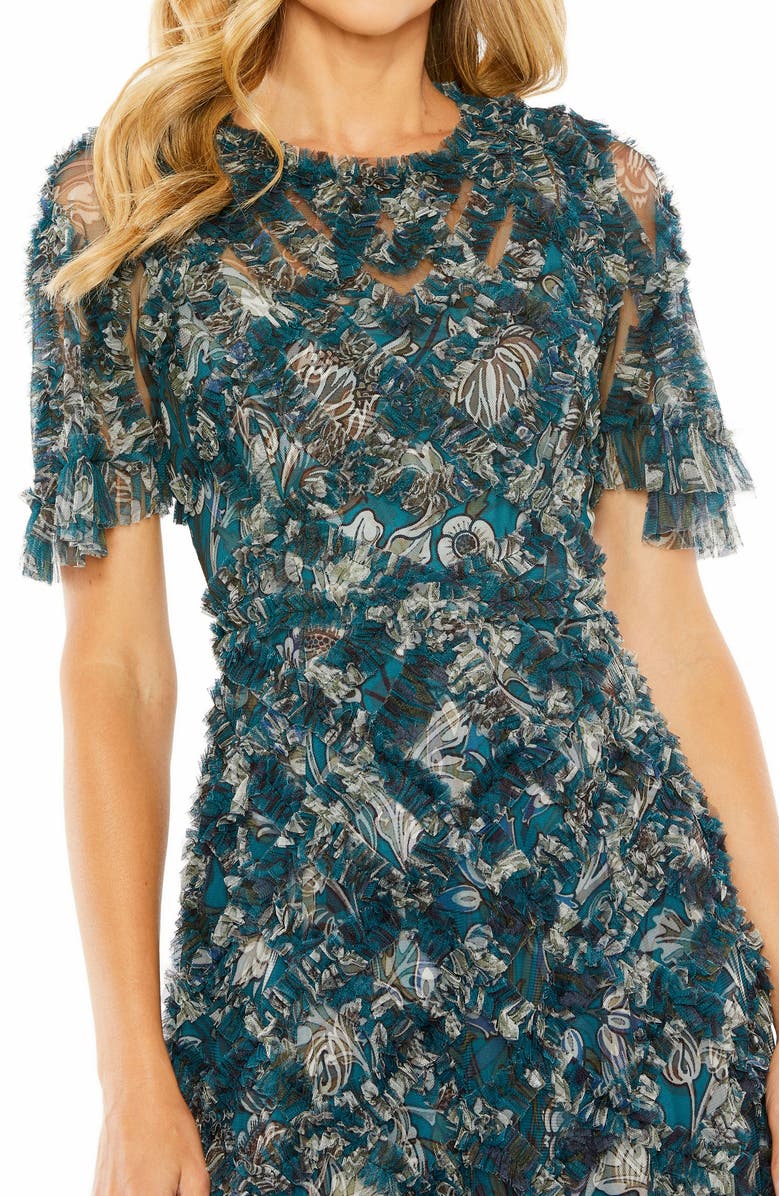 Mac Duggal Flutter Sleeve Ruffle Detail Dress, Alternate, color,