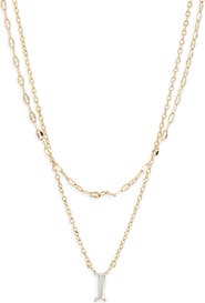 NORDSTROM RACK Baguette Cubic Zirconia Pendant Layered Necklace