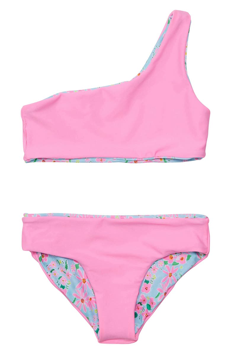 Snapper Rock Kids' Daisy Chain Reversible Two-Piece Swimsuit, Alternate, color, Blue