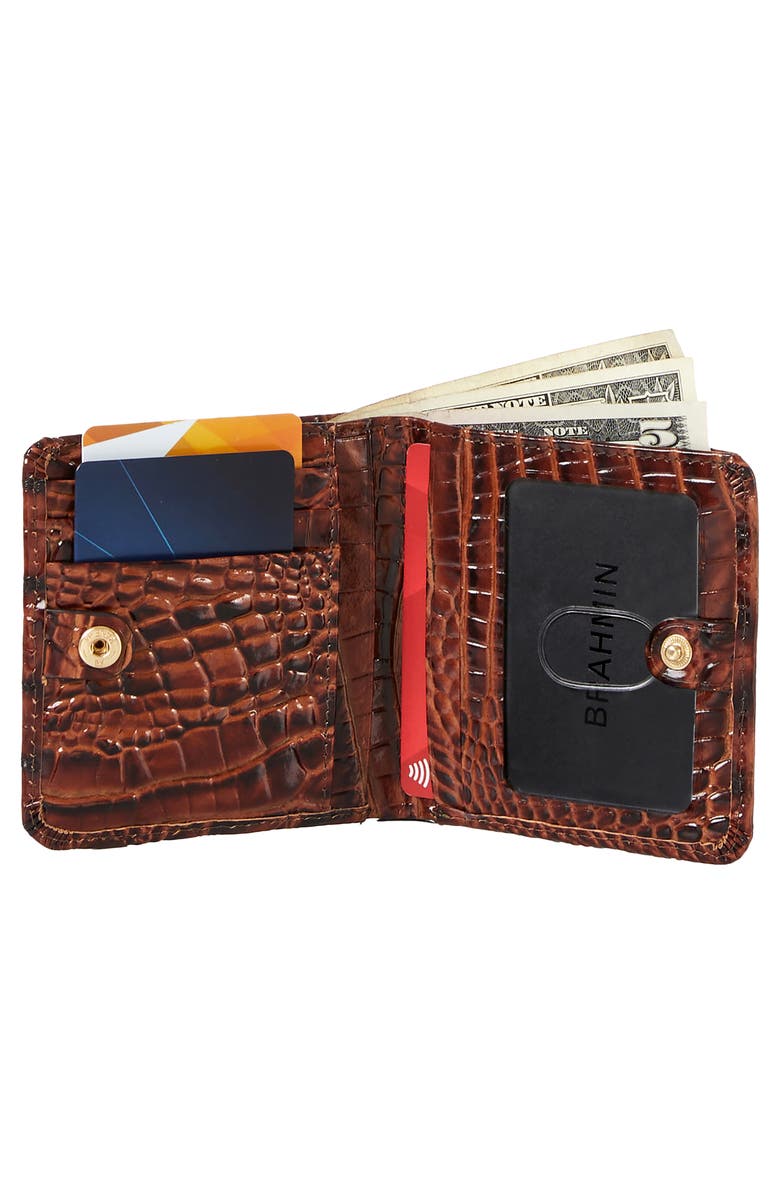 Brahmin Jane Embossed Leather Bifold Wallet, Alternate, color, Waterfall