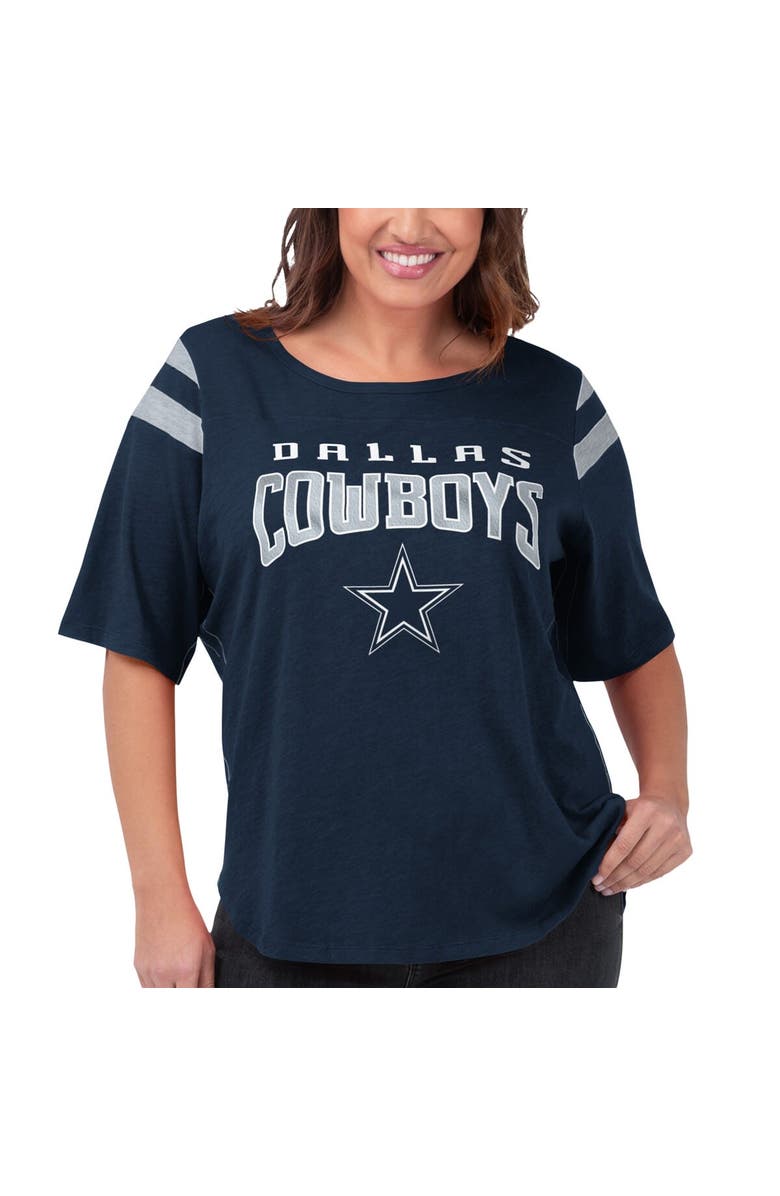 G-III 4HER BY CARL BANKS Women's G-III 4Her by Carl Banks Navy Dallas Cowboys Plus Size Linebacker Three-Quarter Sleeve T-Shirt, Main, color,