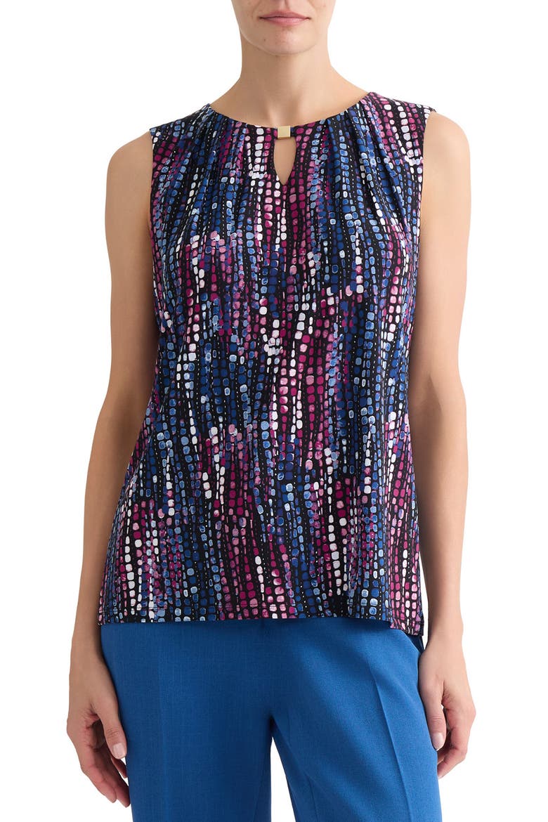 Print Keyhole Sleeveless Top, Main, color, CERISE MULTI