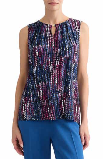 Print Keyhole Sleeveless Top
