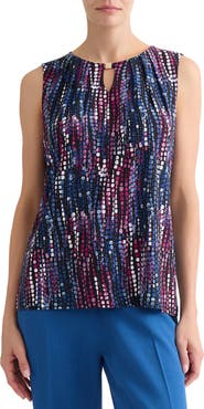 KASPER Print Keyhole Sleeveless Top