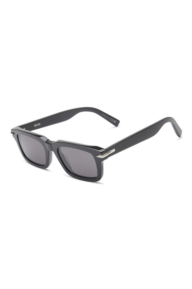 'DiorBlacksuit S16I 52mm Rectangular Sunglasses, Alternate, color, SHINY BLACK / SMOKE