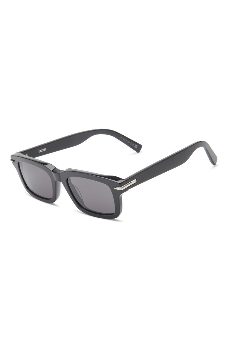 DIOR Blacksuit S16I 52mm Rectangular Sunglasses, Alternate, color, Shiny Black / Smoke