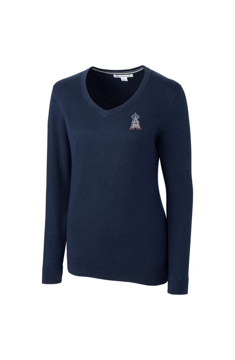 Cutter & Buck Women's Cutter & Buck Navy Los Angeles Angels Americana Logo Lakemont Tri-Blend V-Neck Pullover Sweater, Alternate, color, 