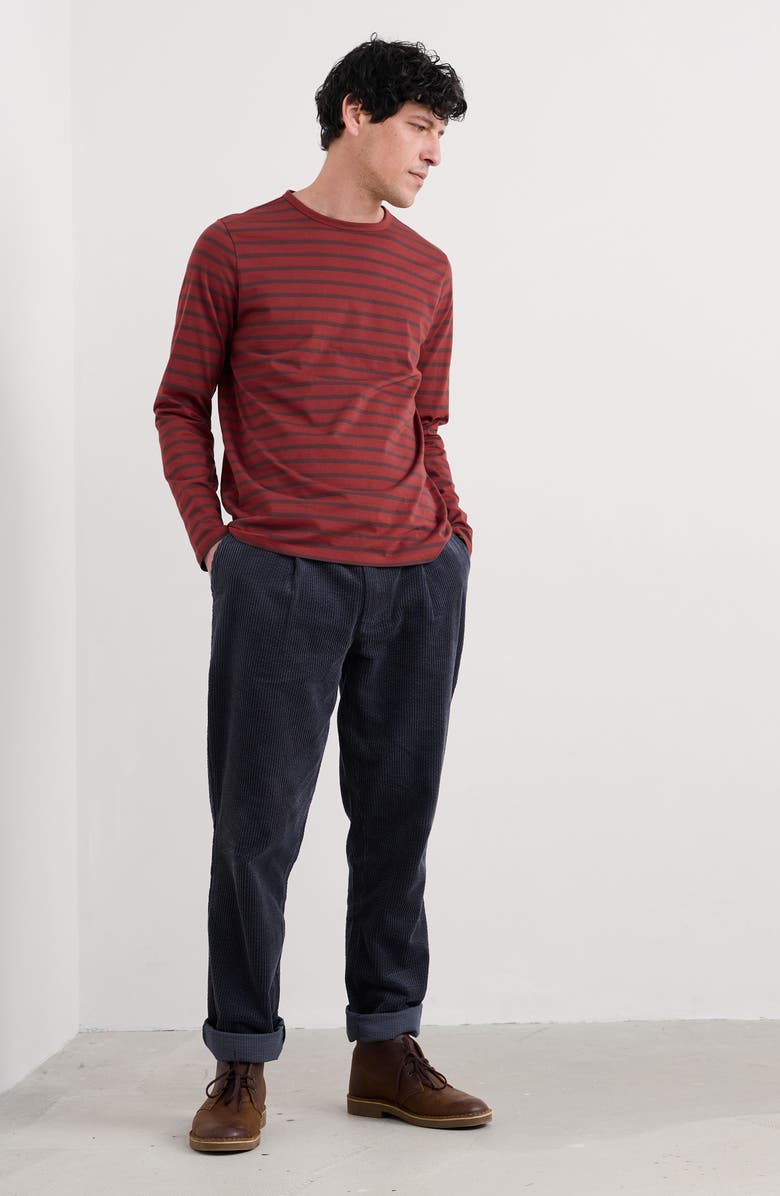 Seasalt Cornwall Sailor Stripe Long Sleeve Organic Cotton T-Shirt, Alternate, color, Breton Seedbed Conker