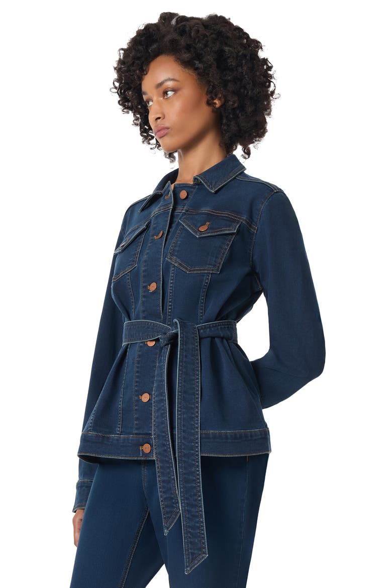 Belted Denim Knit Trucker Jacket, Alternate, color, WEST POINT WASH