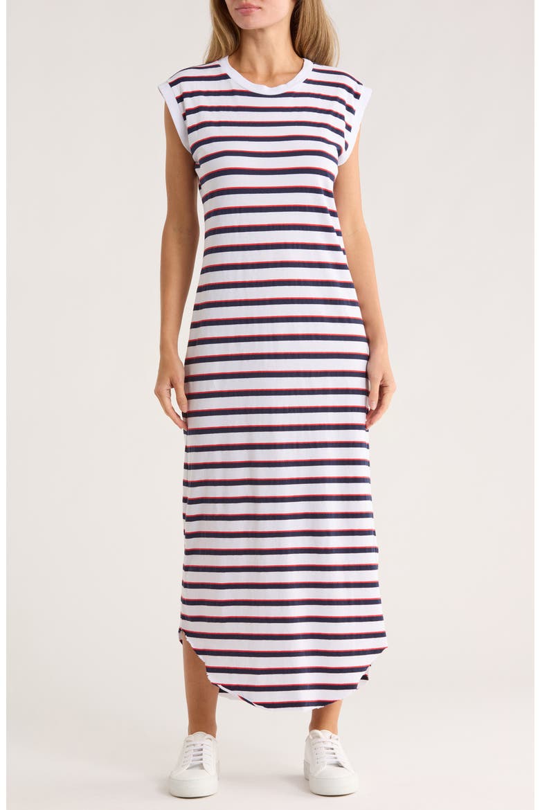 Cory Muscle Tee Maxi Dress, Main, color, RED NAVY / WHITE