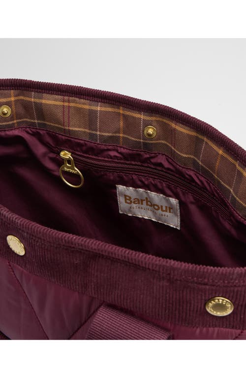 Barbour Healy Mixed Media Tote In Burgundy