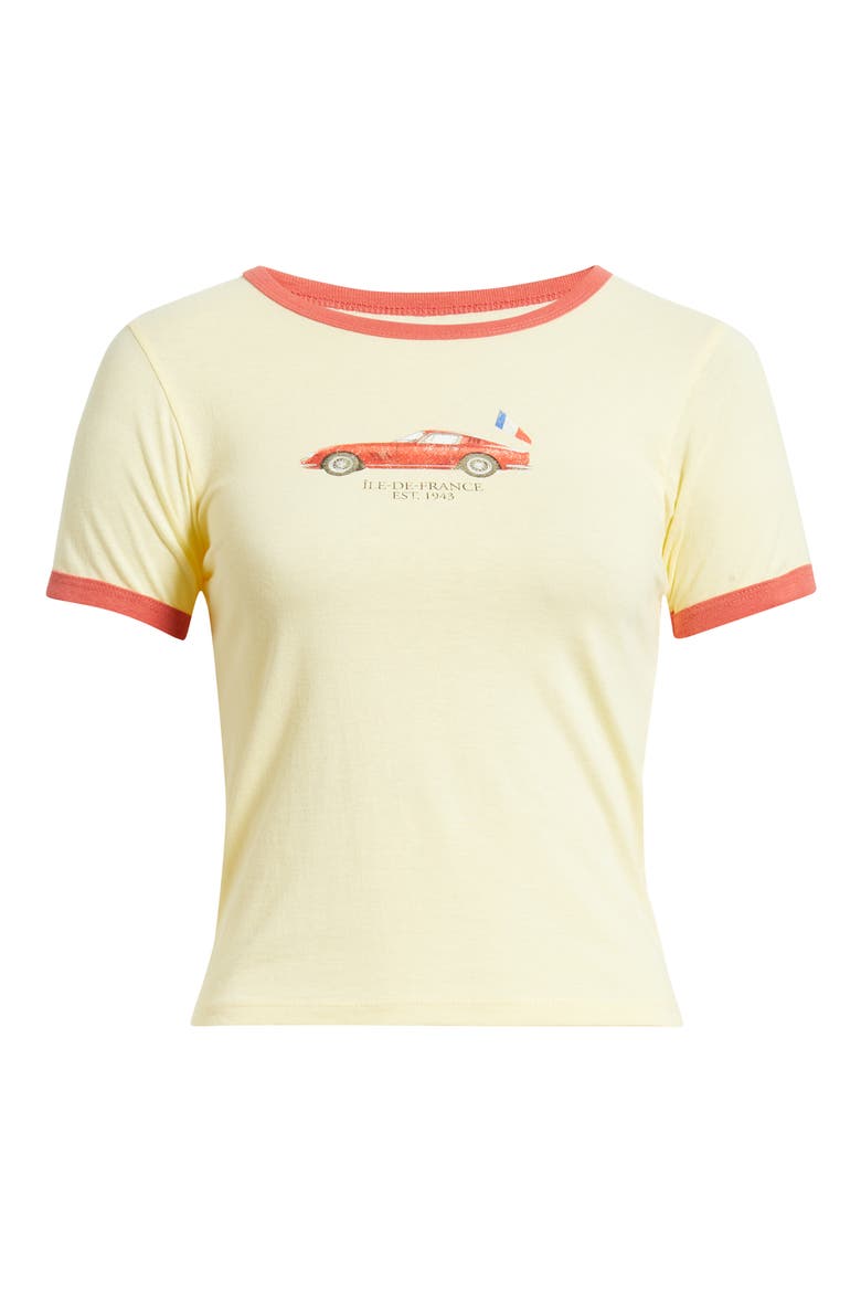 French Car Ringer Graphic T-Shirt, Alternate, color, PASTEL YELLOW